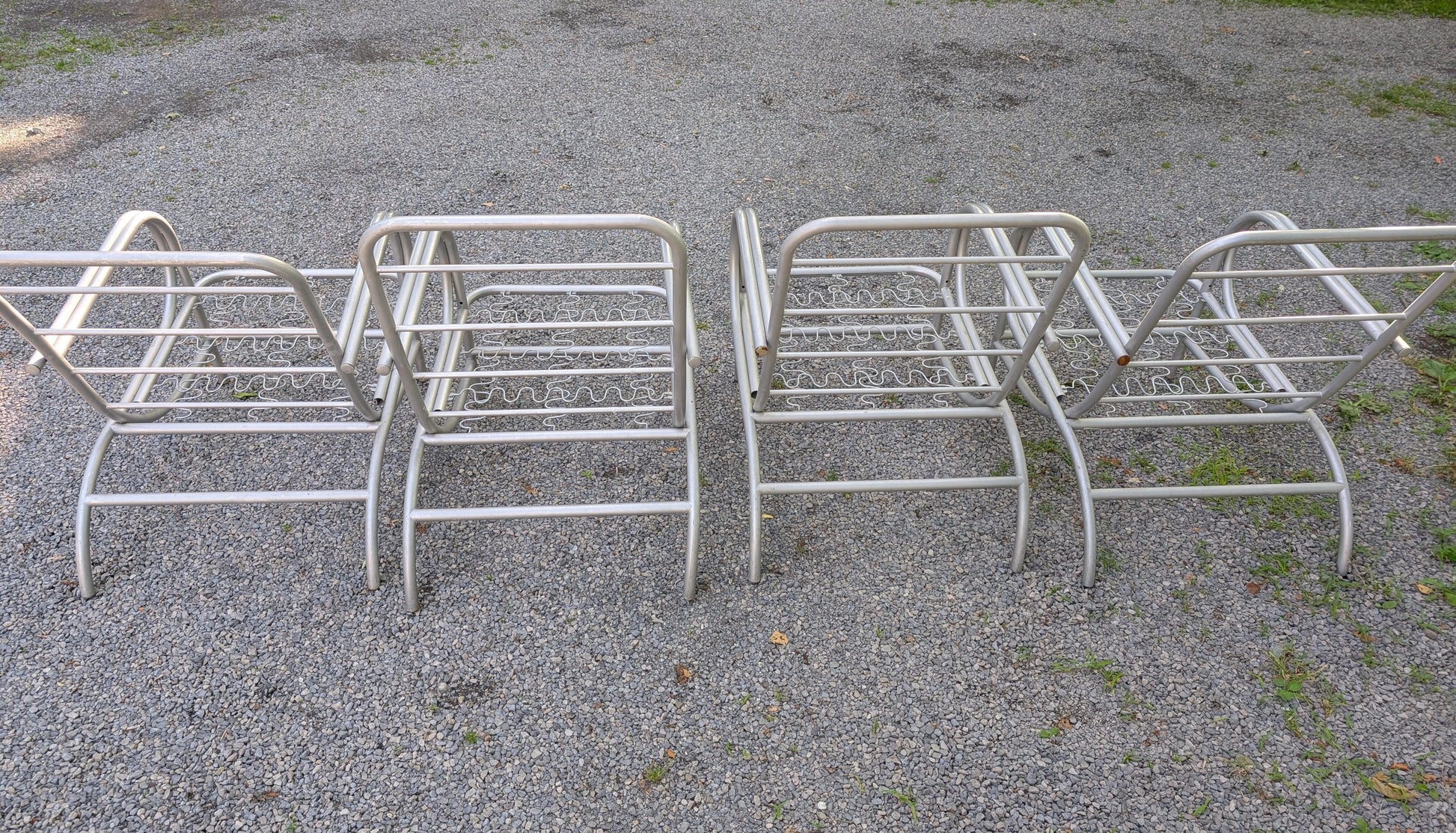 Frisman Vintage A Set Of Four Modernist Armchairs ca' 1950's Aluminum For Patio/Garden