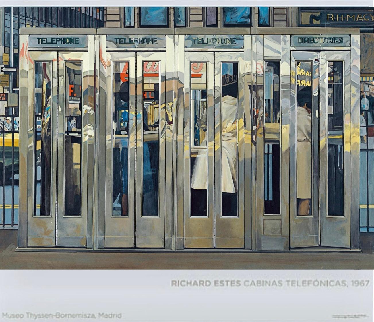Frisman Vintage Richard Estes Photorealism 2007 Exhibition Lithograph Telephone Booths N Y C