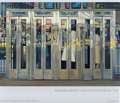 Frisman Vintage Richard Estes Photorealism 2007 Exhibition Lithograph Telephone Booths N Y C