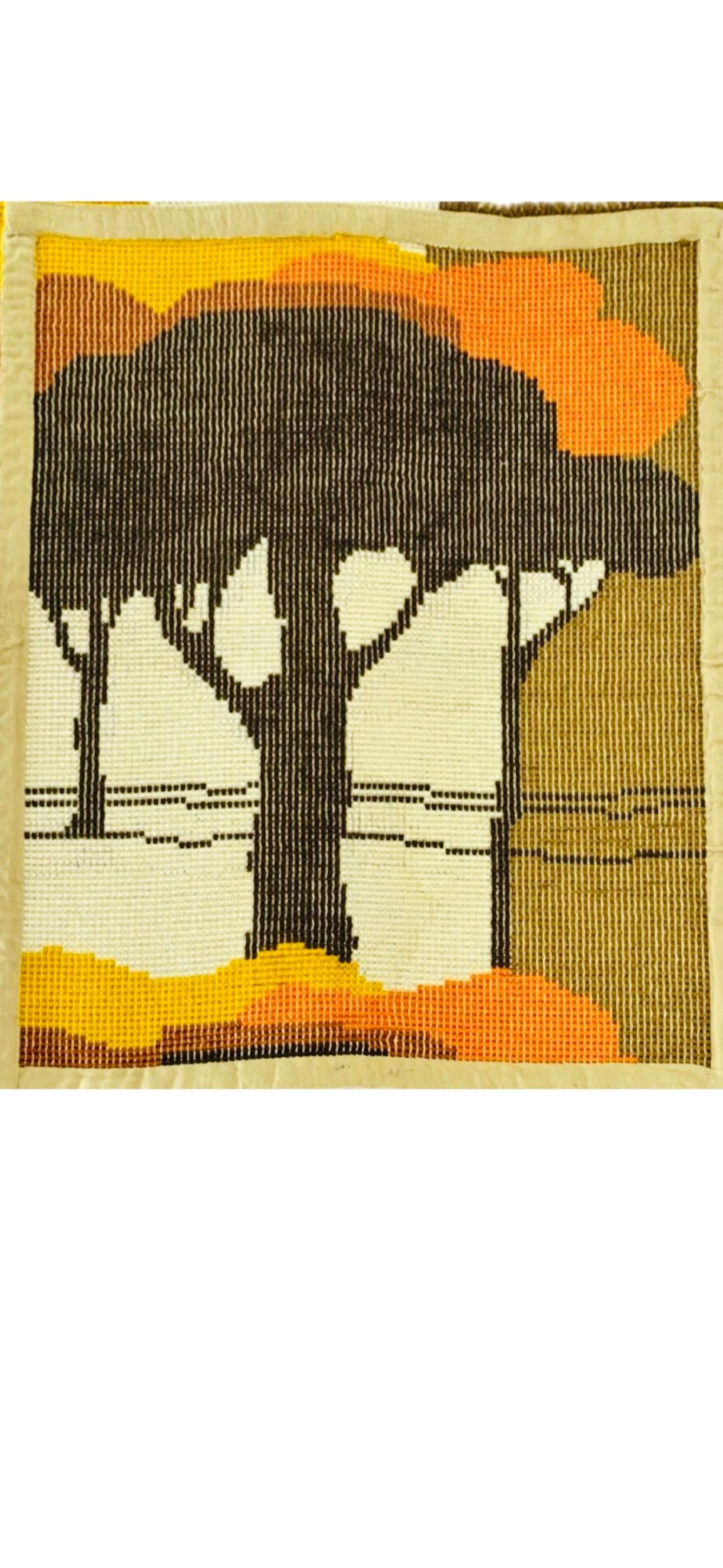 Frisman Vintage 70s Scandinavian Marimekko Abstract Landscape Rya like Rug Wall Art Hanging