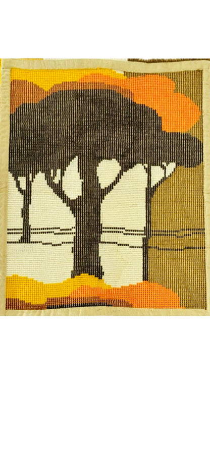 Frisman Vintage 70s Scandinavian Marimekko Abstract Landscape Rya like Rug Wall Art Hanging