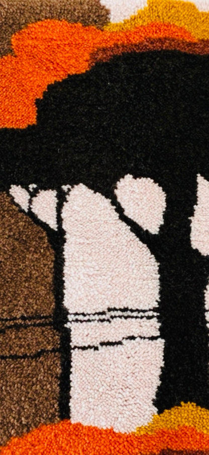 Frisman Vintage 70s Scandinavian Marimekko Abstract Landscape Rya like Rug Wall Art Hanging