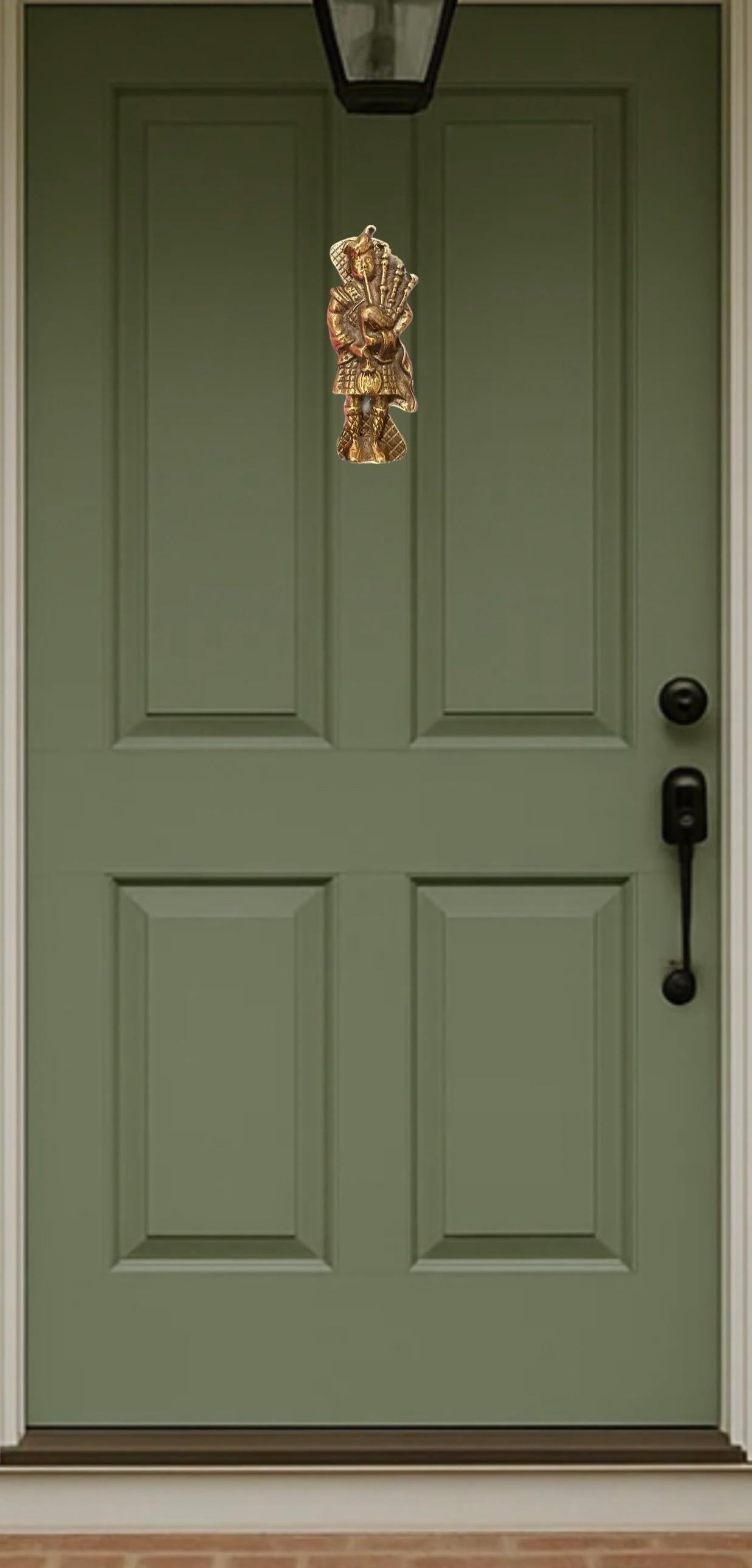 Frisman Vintage Rare Vintage Large 50s Scottish Bagpipe Player Solid Brass Door Knocker Scotland