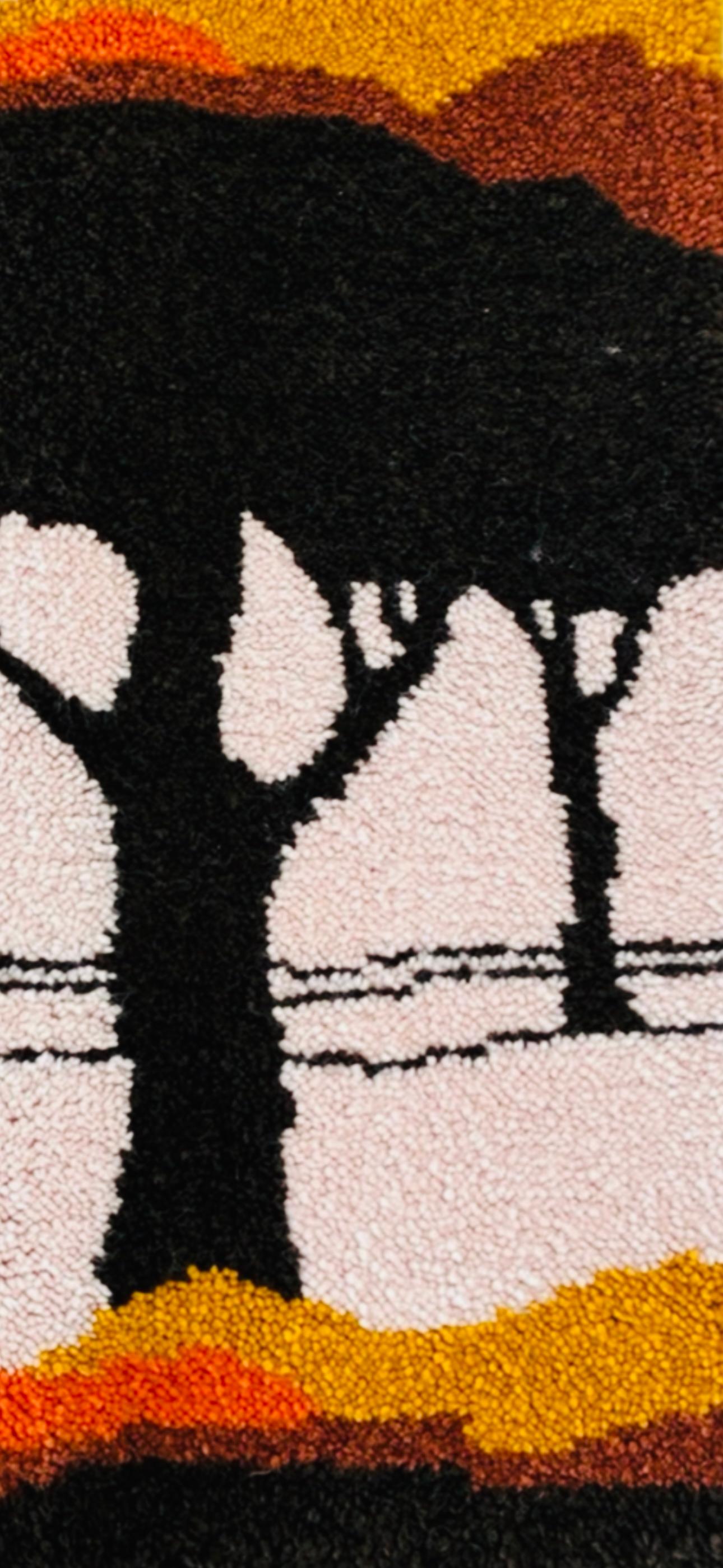 Frisman Vintage 70s Scandinavian Marimekko Abstract Landscape Rya like Rug Wall Art Hanging