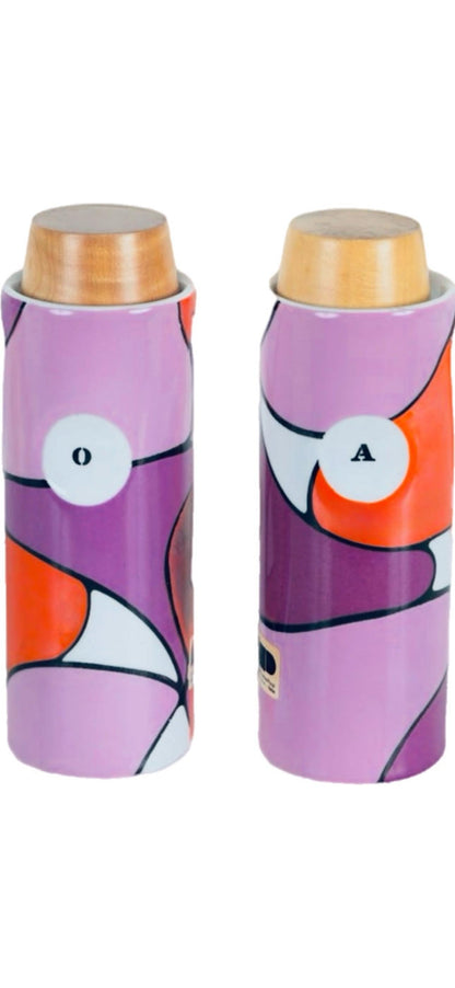 Frisman Vintage 60s Franco Pozzi Mid Century Ceramic Salt Pepper Oil and Vinegar Cruet Set Italy