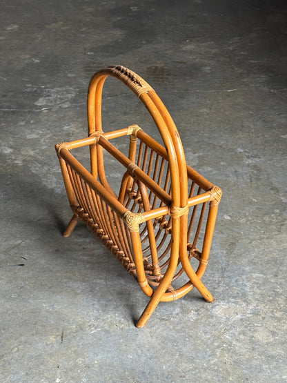 Vintage Modernist Bamboo Magazine Rack