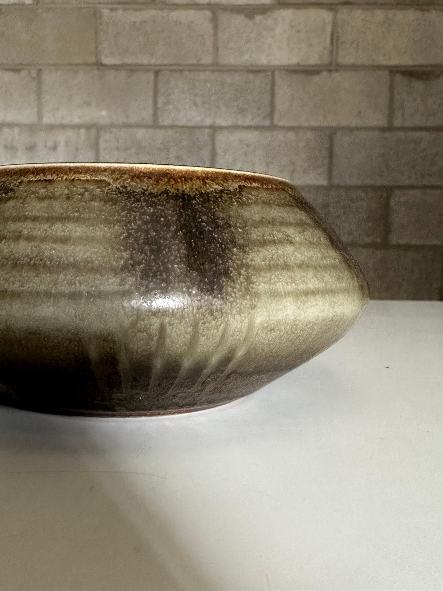 frisman vintage Carl Harry Stålhane for Rörstrand Atelje Earthtone Ceramic Bowl/ Low Vase, 1950s