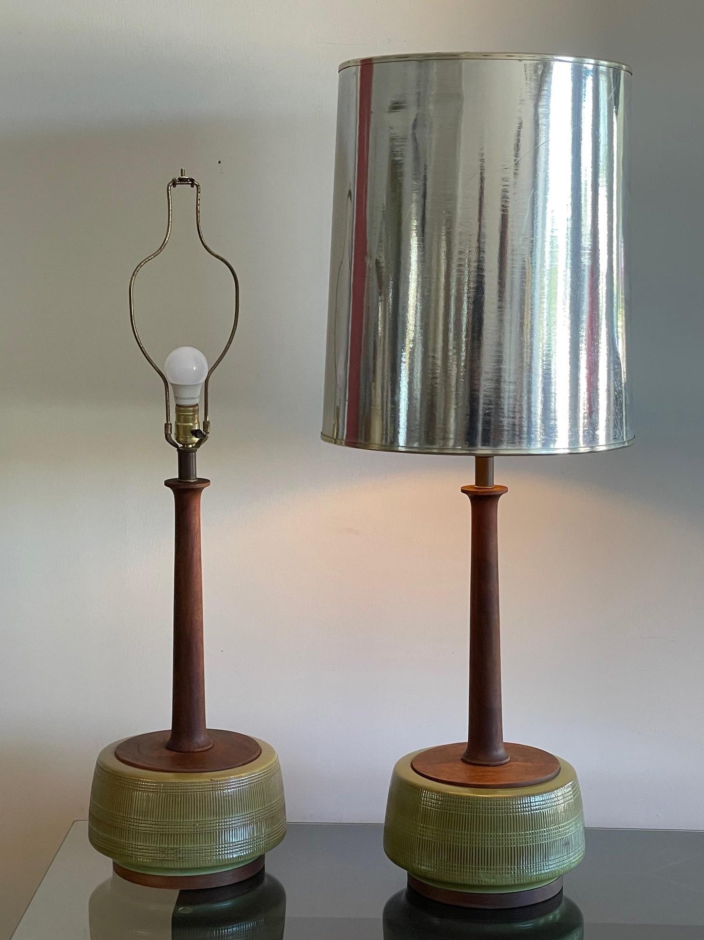 frisman vintage Unusual Pair of Sculptural Ceramic Lamps