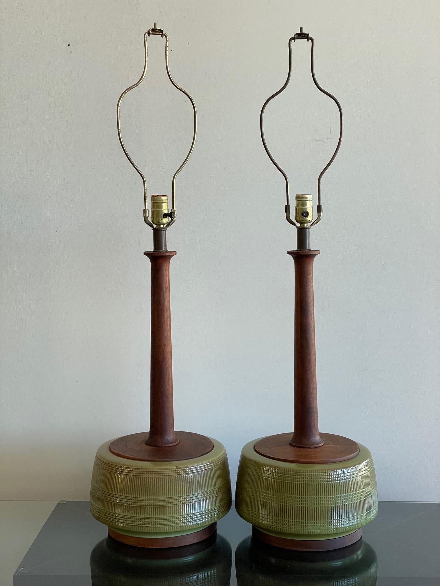 frisman vintage Unusual Pair of Sculptural Ceramic Lamps