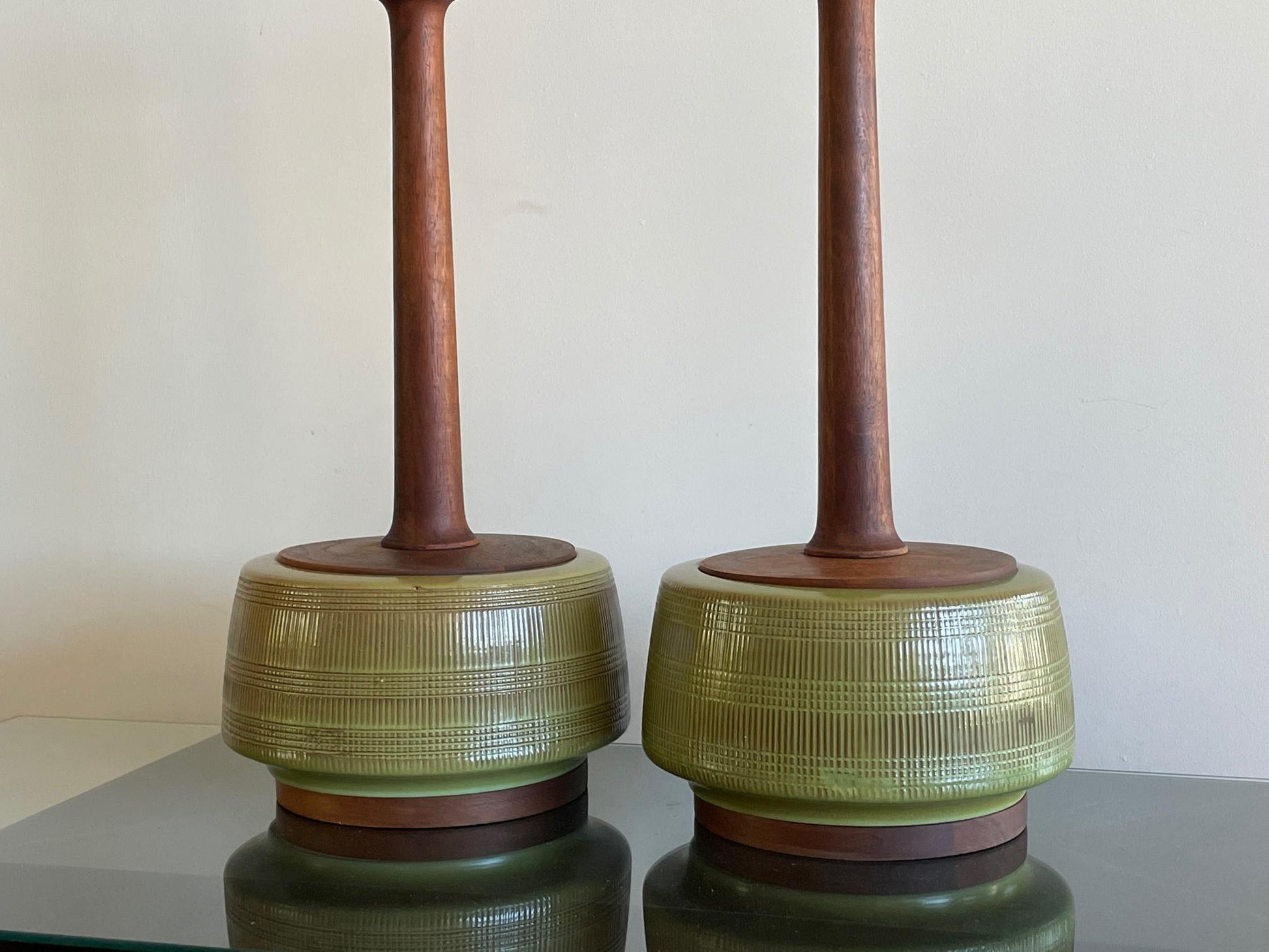 frisman vintage Unusual Pair of Sculptural Ceramic Lamps