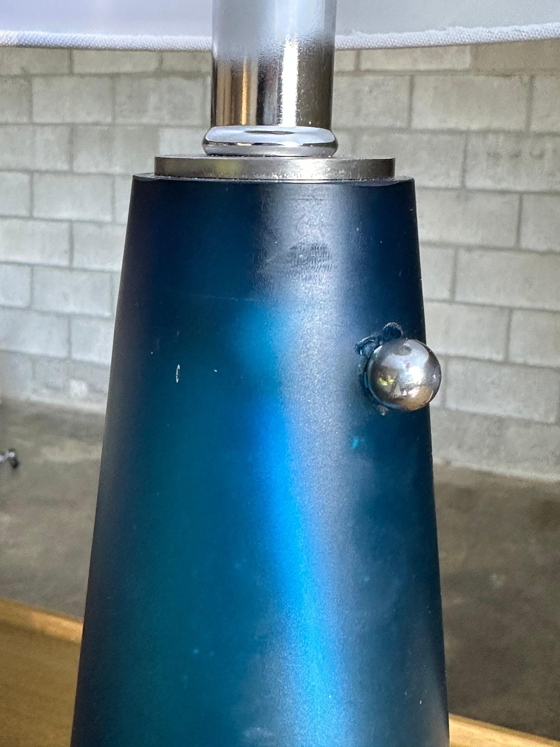 Frisman Vintage Mid Century Modern European Blue Glass Conical Lamp