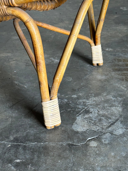 Frisman Vintage Scandinavian Bamboo Chair Attributed to Tove Kindt Larsen