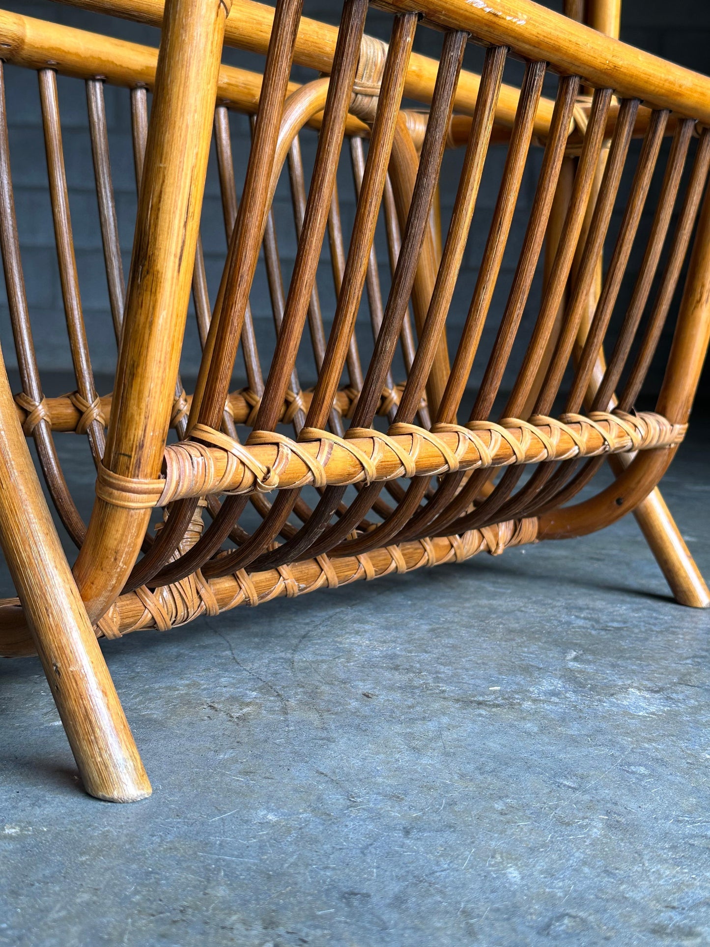 Vintage Modernist Bamboo Magazine Rack