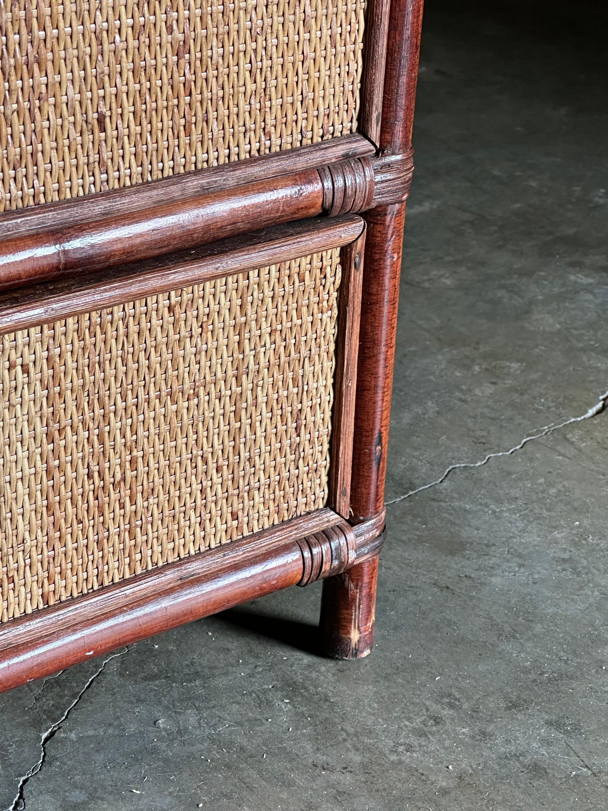 Frisman Vintage 1980s Faux Bamboo and Cane Sideboard