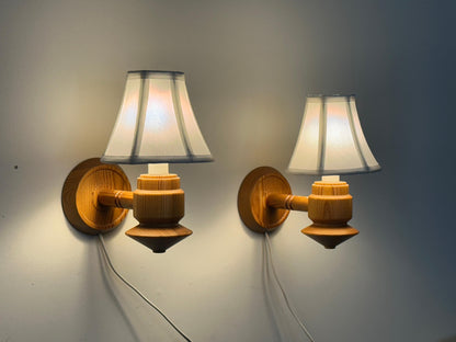 Frisman Vintage 1970s Swedish Pine Wall Lights/ Sconces