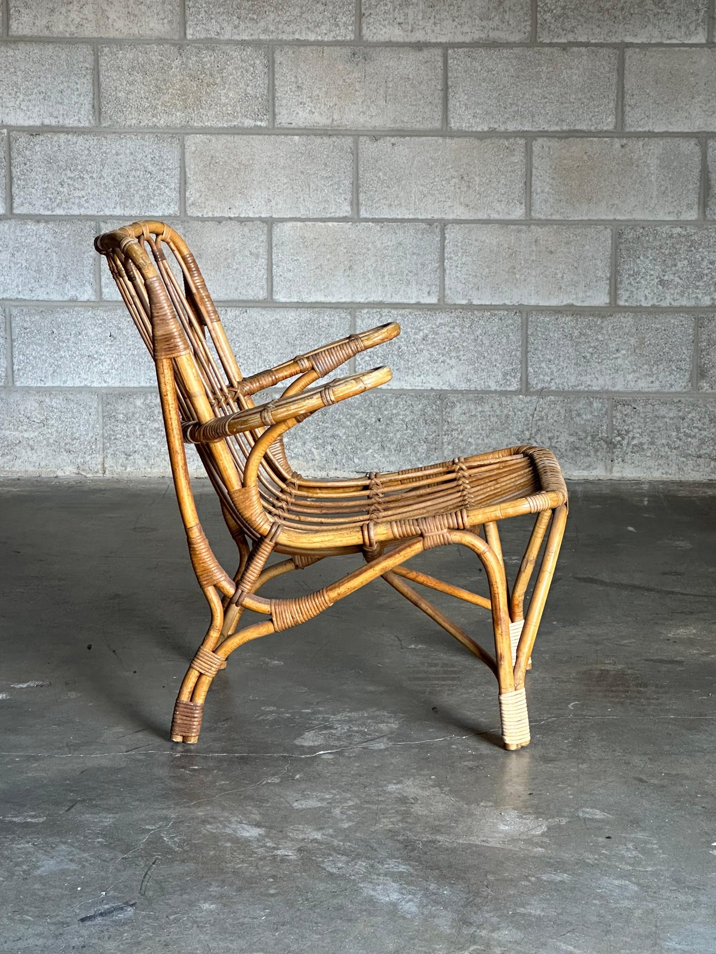 Frisman Vintage Scandinavian Bamboo Chair Attributed to Tove Kindt Larsen