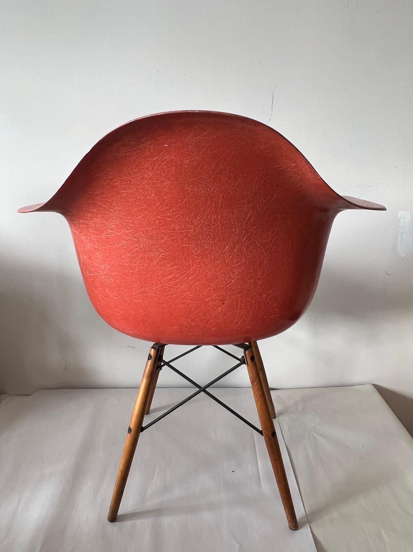 Vintage Charles Eames "PAW Chair" Swivel Fiber Glass Shell Dowel Leg 1950's