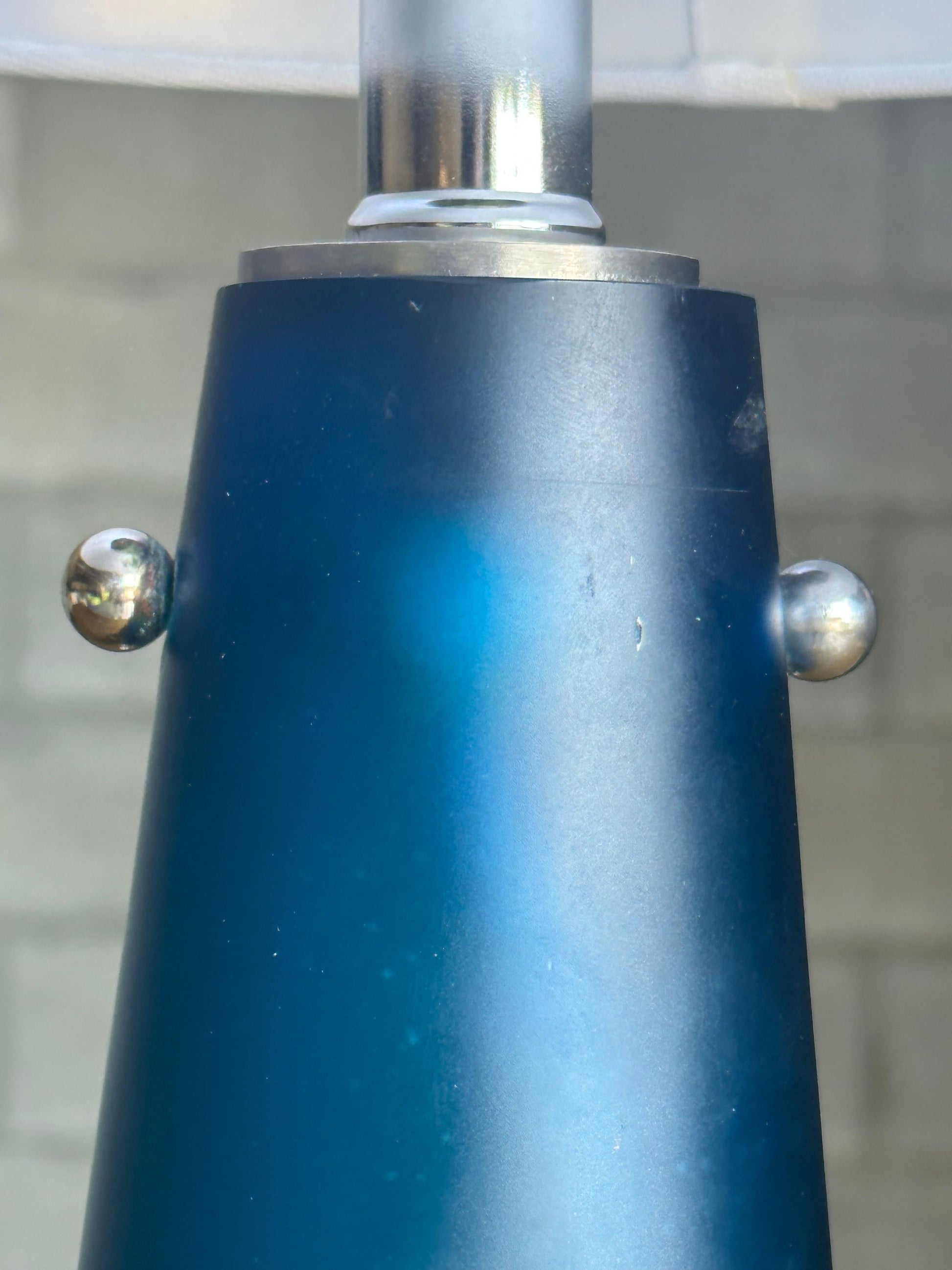 Frisman Vintage Mid Century Modern European Blue Glass Conical Lamp