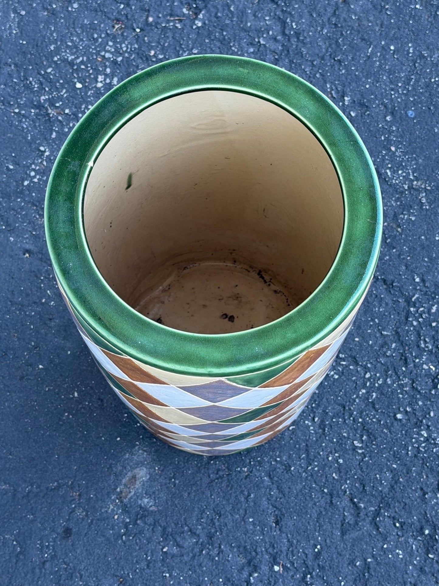 Frisman Vintage 60s Pop Art Hand Painted Ceramic Umbrella Stand Holder Abstract Harlequin