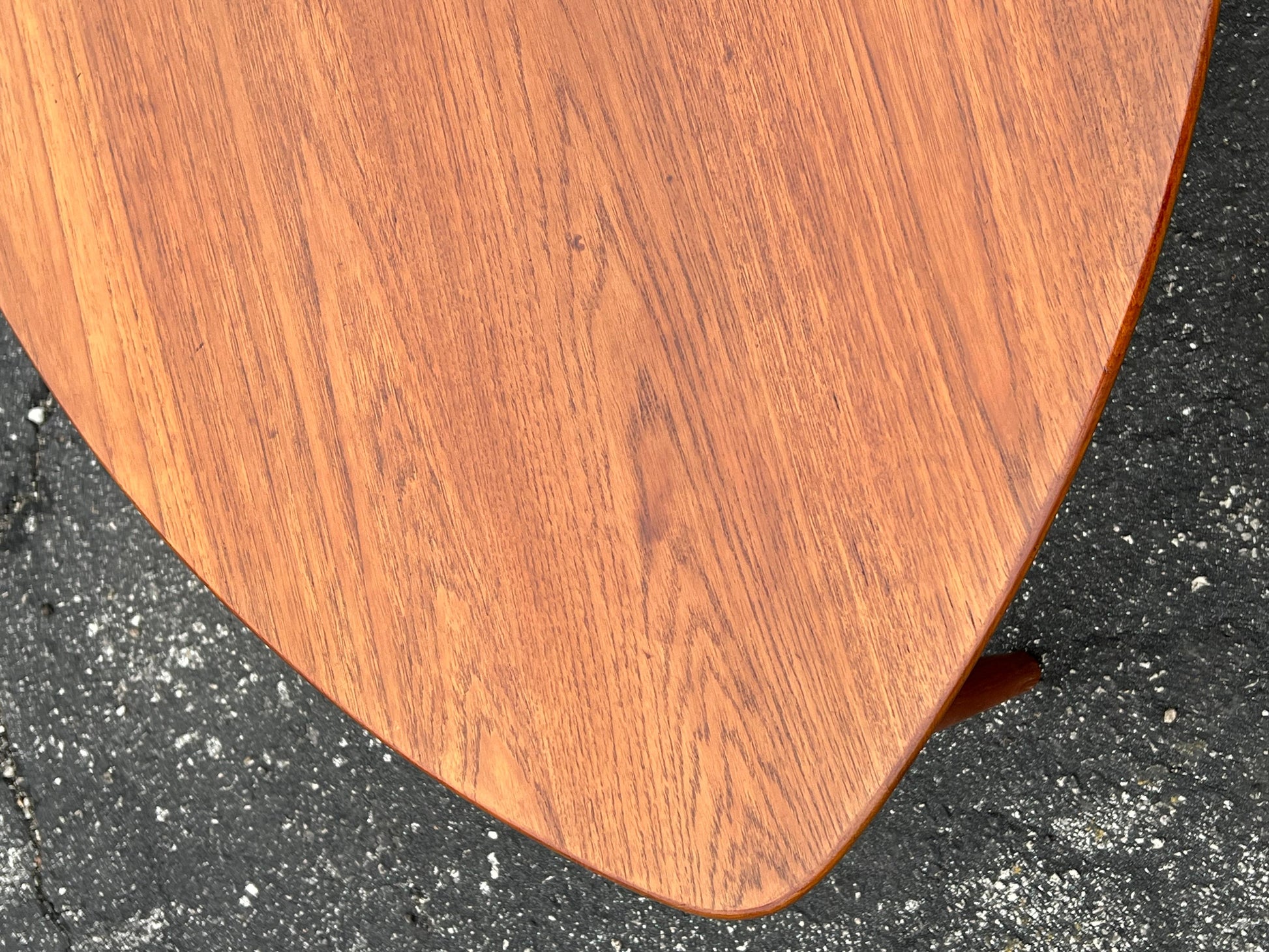 Frisman Vintage Scandinavian Sculptural Solid Teak Triangular Side Table by Gustav Bahus