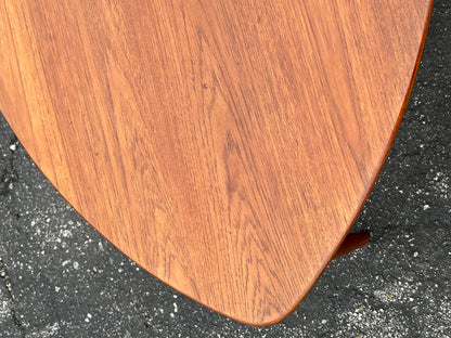 Frisman Vintage Scandinavian Sculptural Solid Teak Triangular Side Table by Gustav Bahus
