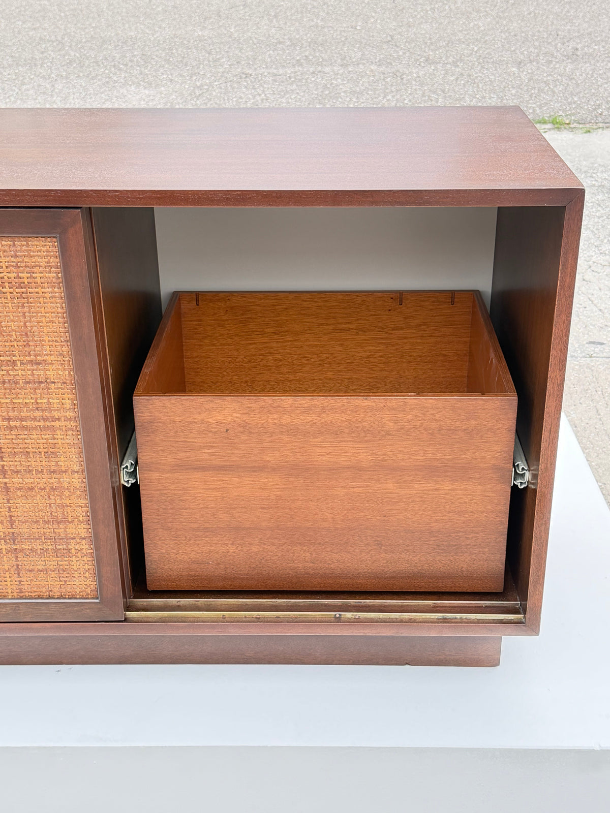 Frisman Vintage A Classic Mid Century Credenza With Sliding Caned Doors