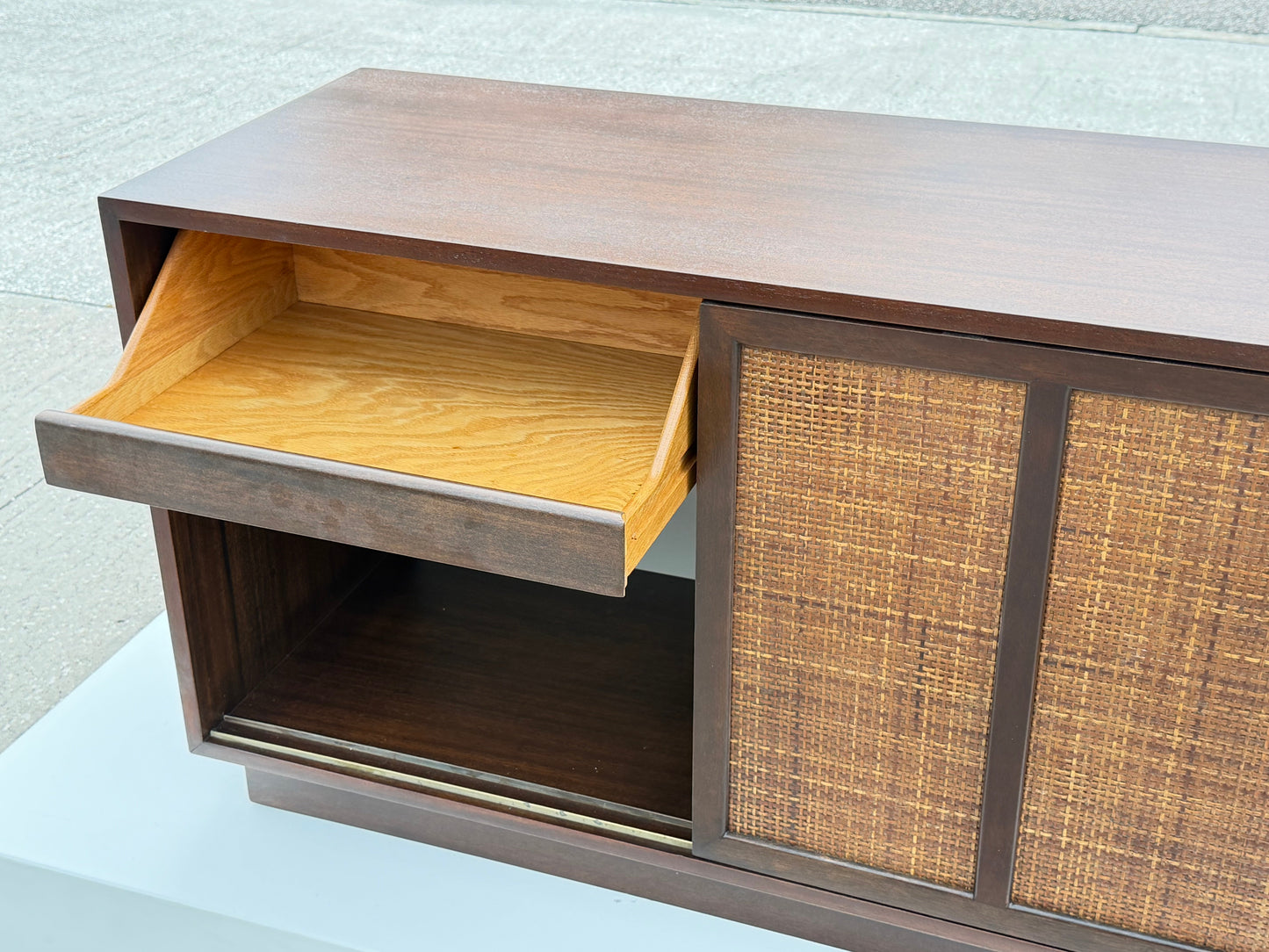 Frisman Vintage A Classic Mid Century Credenza With Sliding Caned Doors