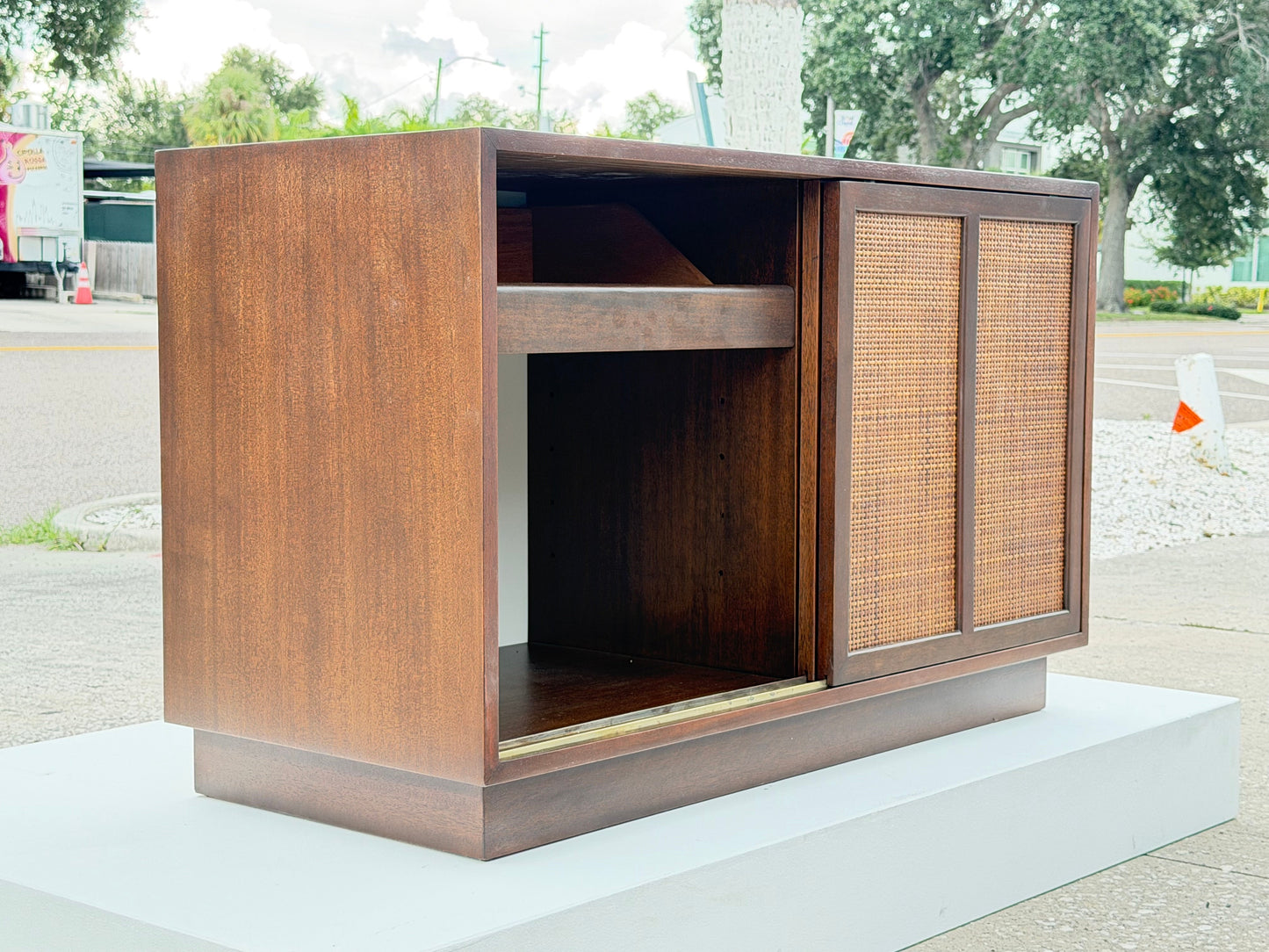 Frisman Vintage A Classic Mid Century Credenza With Sliding Caned Doors
