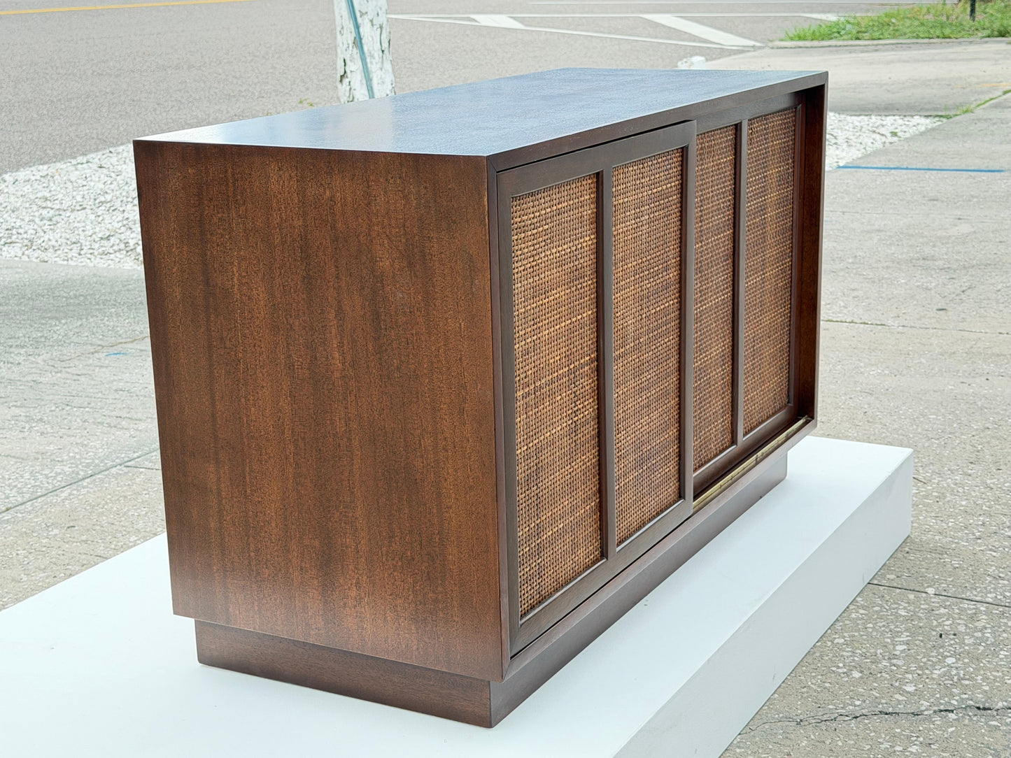 Frisman Vintage A Classic Mid Century Credenza With Sliding Caned Doors