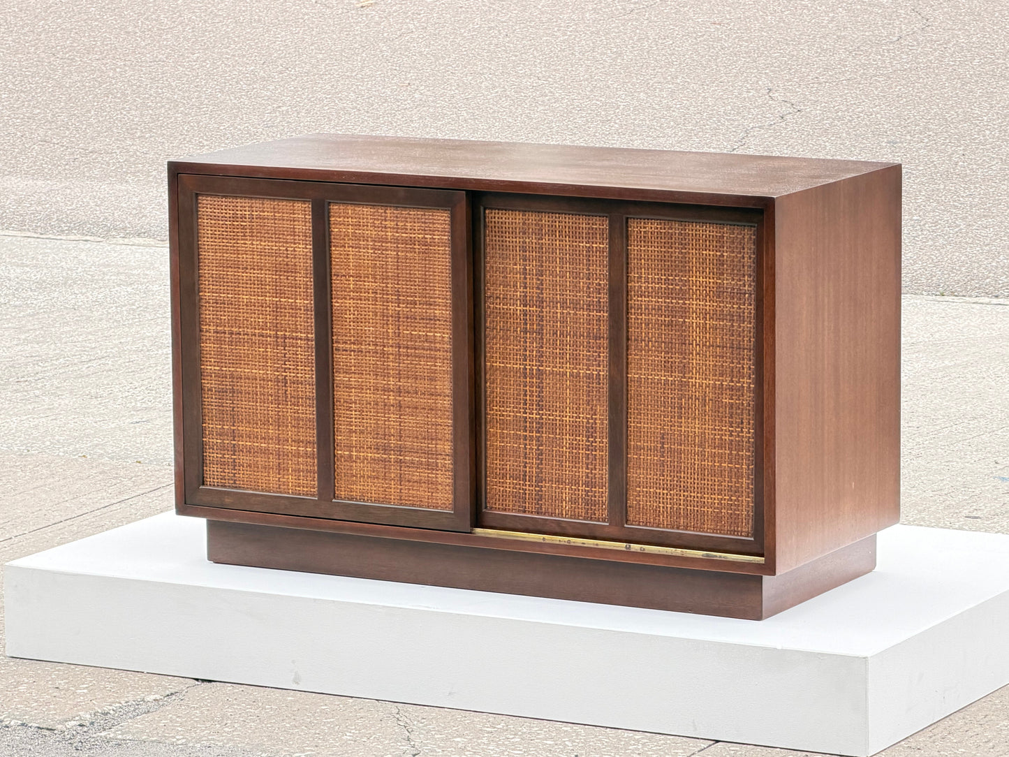 Frisman Vintage A Classic Mid Century Credenza With Sliding Caned Doors