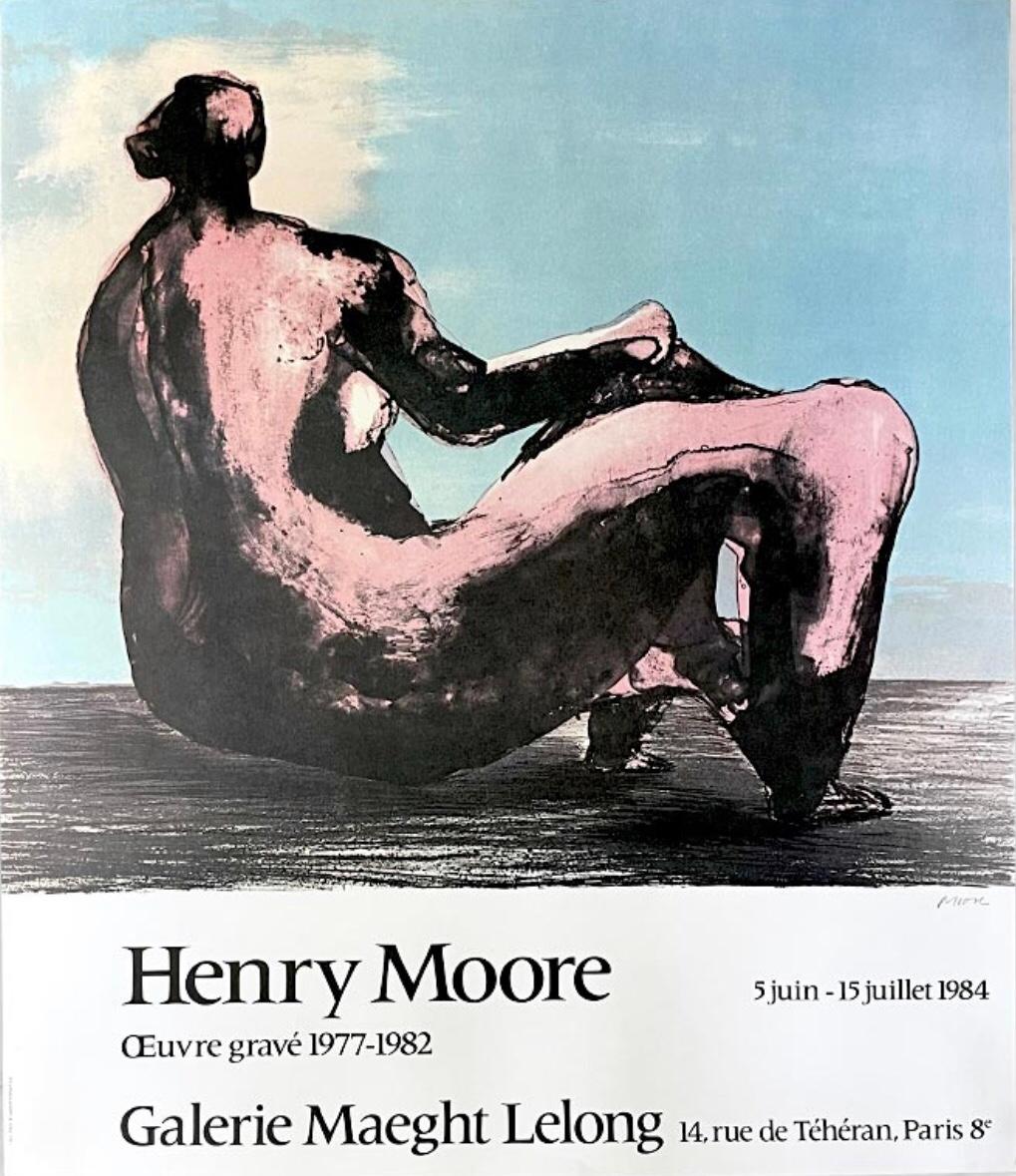 Frisman Vintage Vintage Original Henry Moore Exhibition Poster Reclining Woman Gallery Maeght