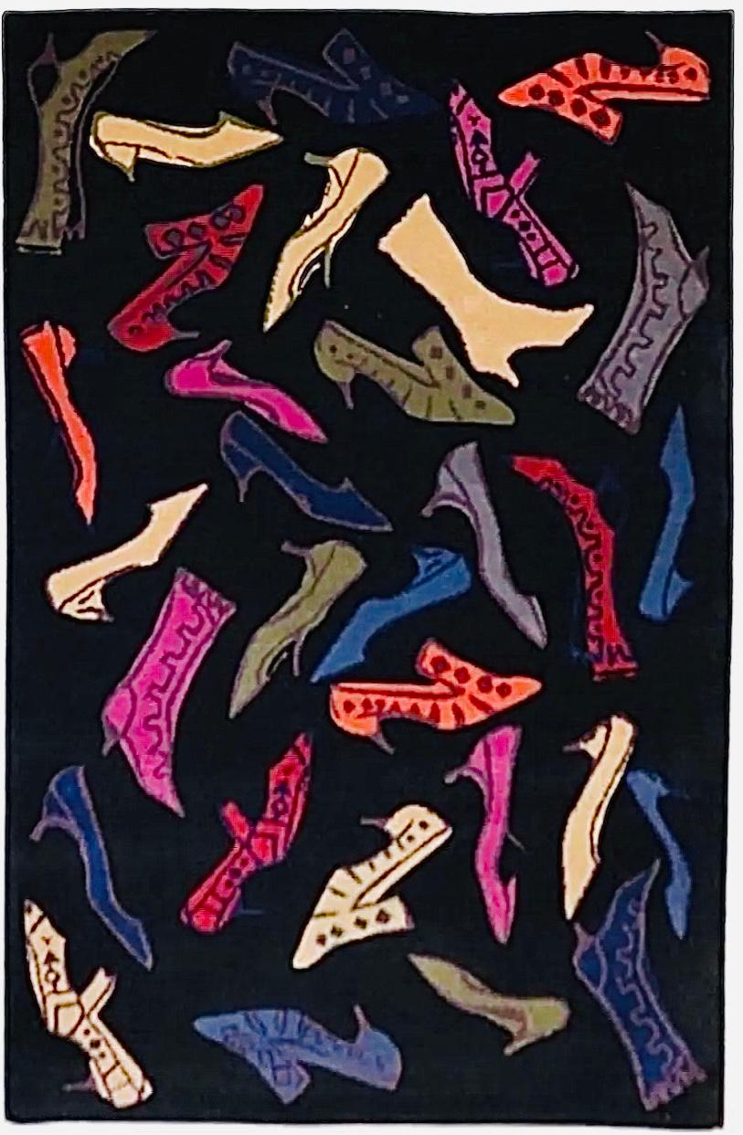 Frisman Vintage 80s Original Andy Warhol Diamond & Dust Pop Art Shoes & Boots Area Rug 5x8