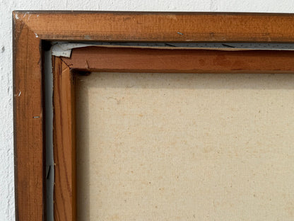 Frisman Vintage A Nautical Painting By Le Mark Harbor Scene Mid Century Aqua Blue