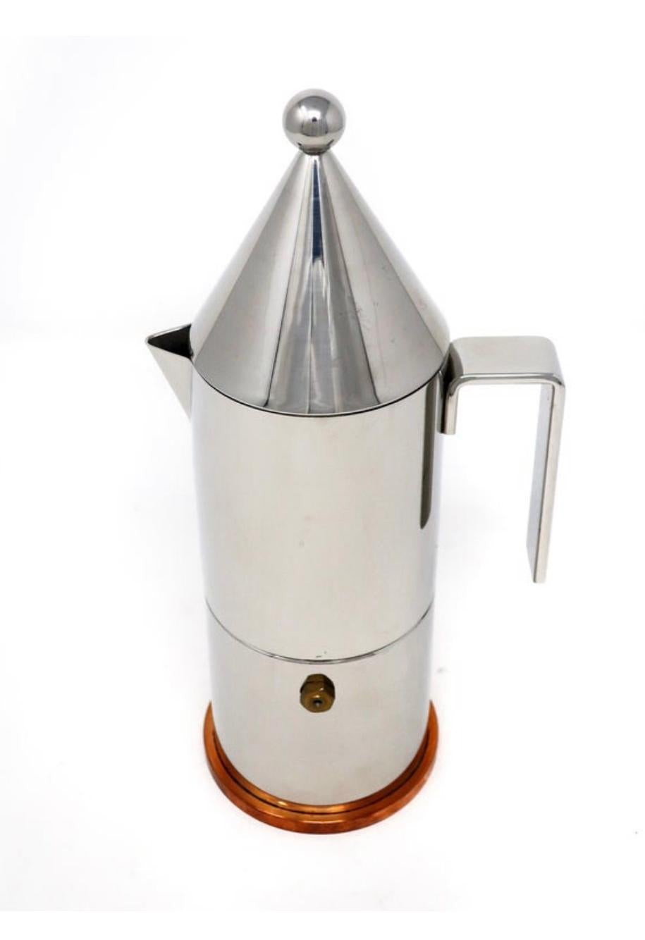 Frisman Vintage Vintage 1983 Alessi Original 3cp La Conica Espresso Coffee Maker Italy MINT