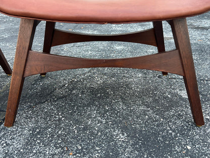 Frisman Vintage A Pair Of Mel Abitz Large Stools For Galloway's Ca' 1960's in Brown Leather