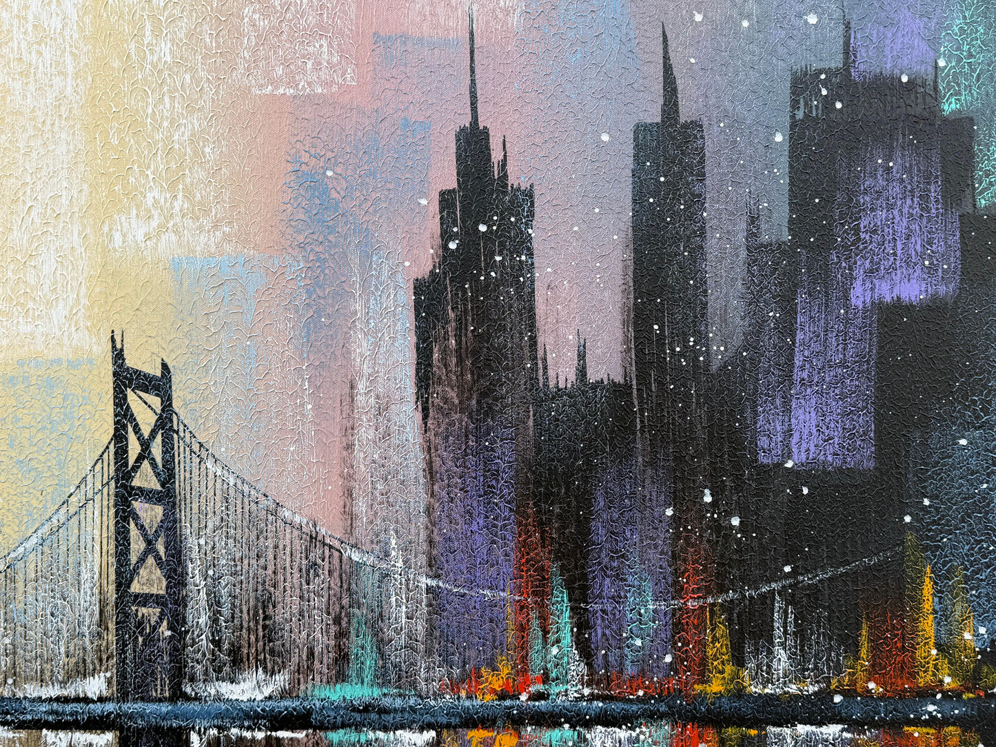 Frisman Vintage NYC Cityscape Painting By Albert ca' 1993 Decor