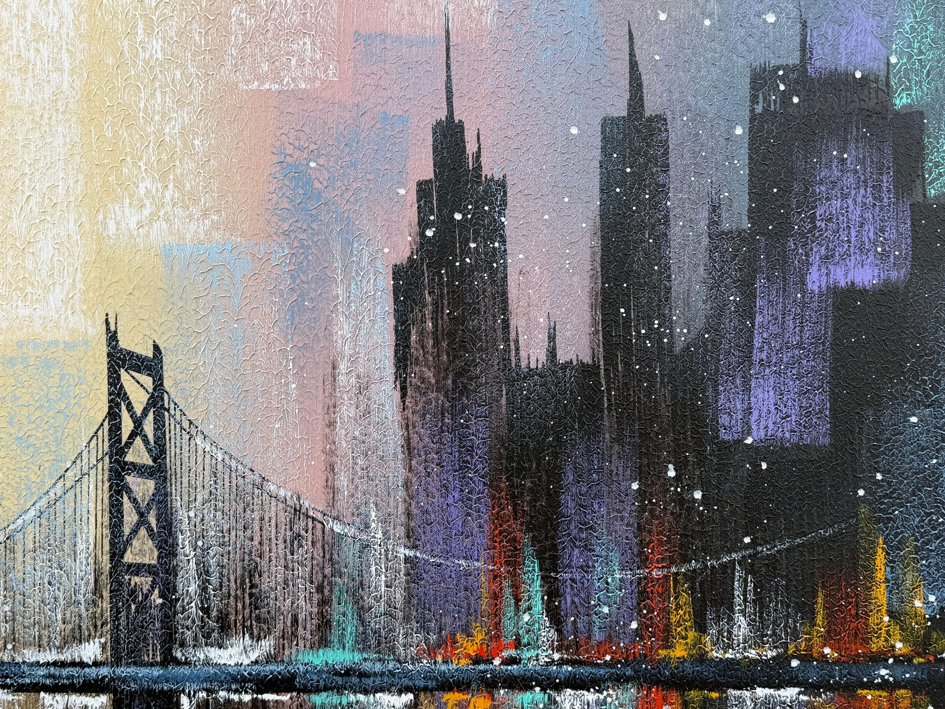 Frisman Vintage NYC Cityscape Painting By Albert ca' 1993 Decor