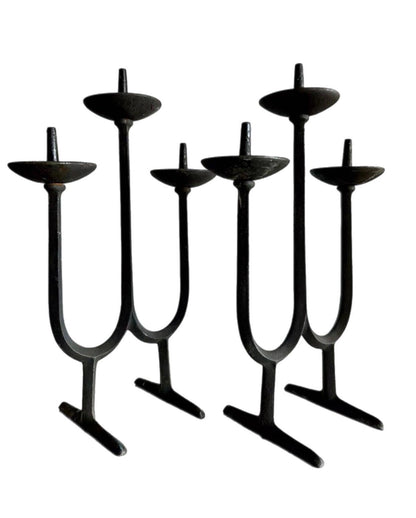 Frisman Vintage Pair Mid Century Dansk Jens Quistgaard Iron Brutalist Candle Holder Candelabra