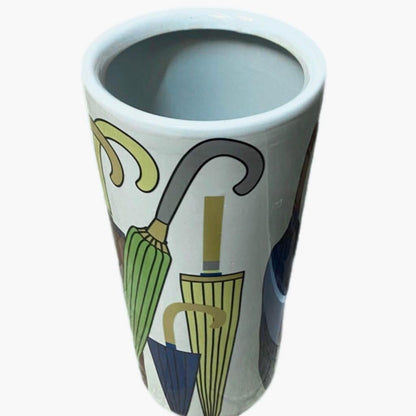Frisman Vintage 70s Pop Art Hand Painted Umbrellas Ceramic Umbrella Stand Holder
