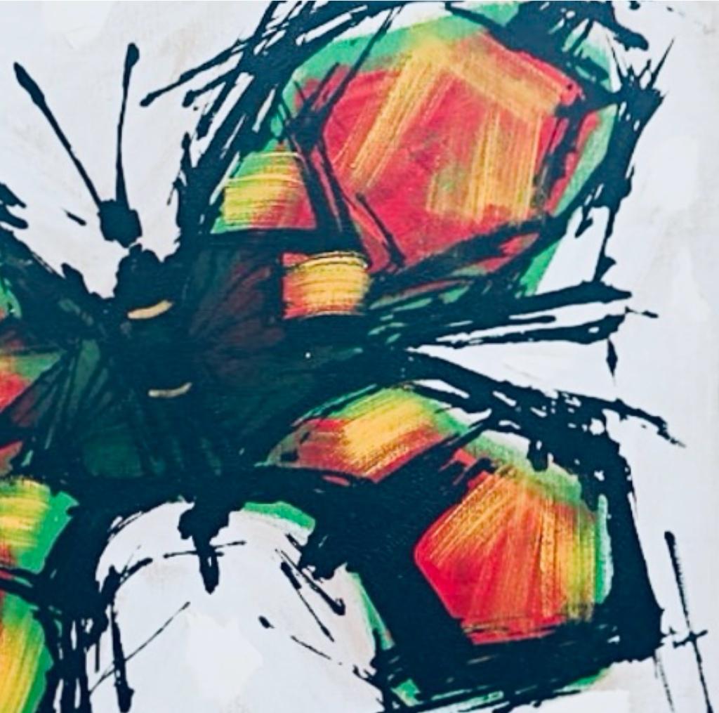 Frisman Vintage Vintage Abstract Mid Century Modern Lee Reynolds insp Oil Butterfly Painting
