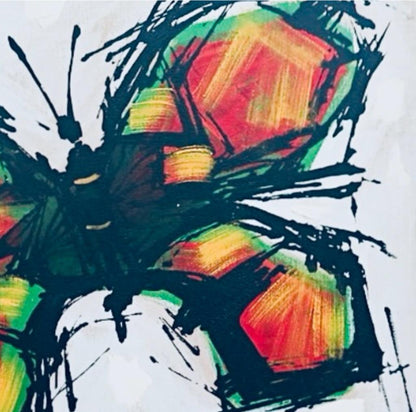 Frisman Vintage Vintage Abstract Mid Century Modern Lee Reynolds insp Oil Butterfly Painting