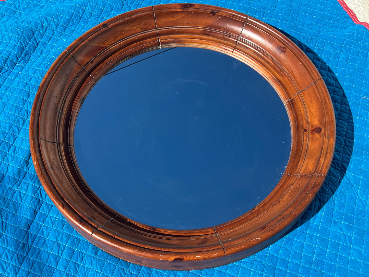 Frisman Vintage Large Pine Porthole Mirror Ca' 1980's