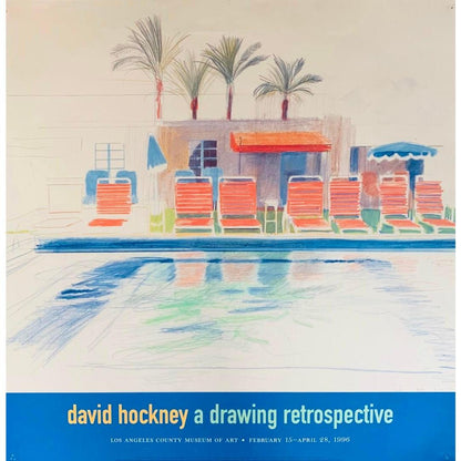 Frisman Vintage Original David Hockney Exhibition Lithograph Poster 8 Sun Chairs by a Pool 1976