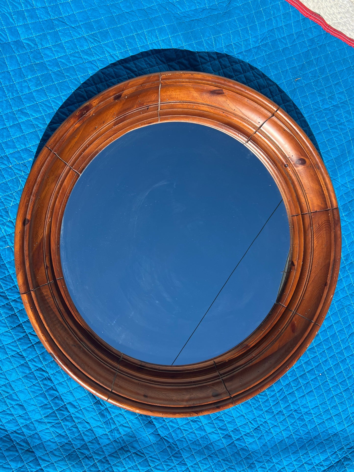 Frisman Vintage Large Pine Porthole Mirror Ca' 1980's