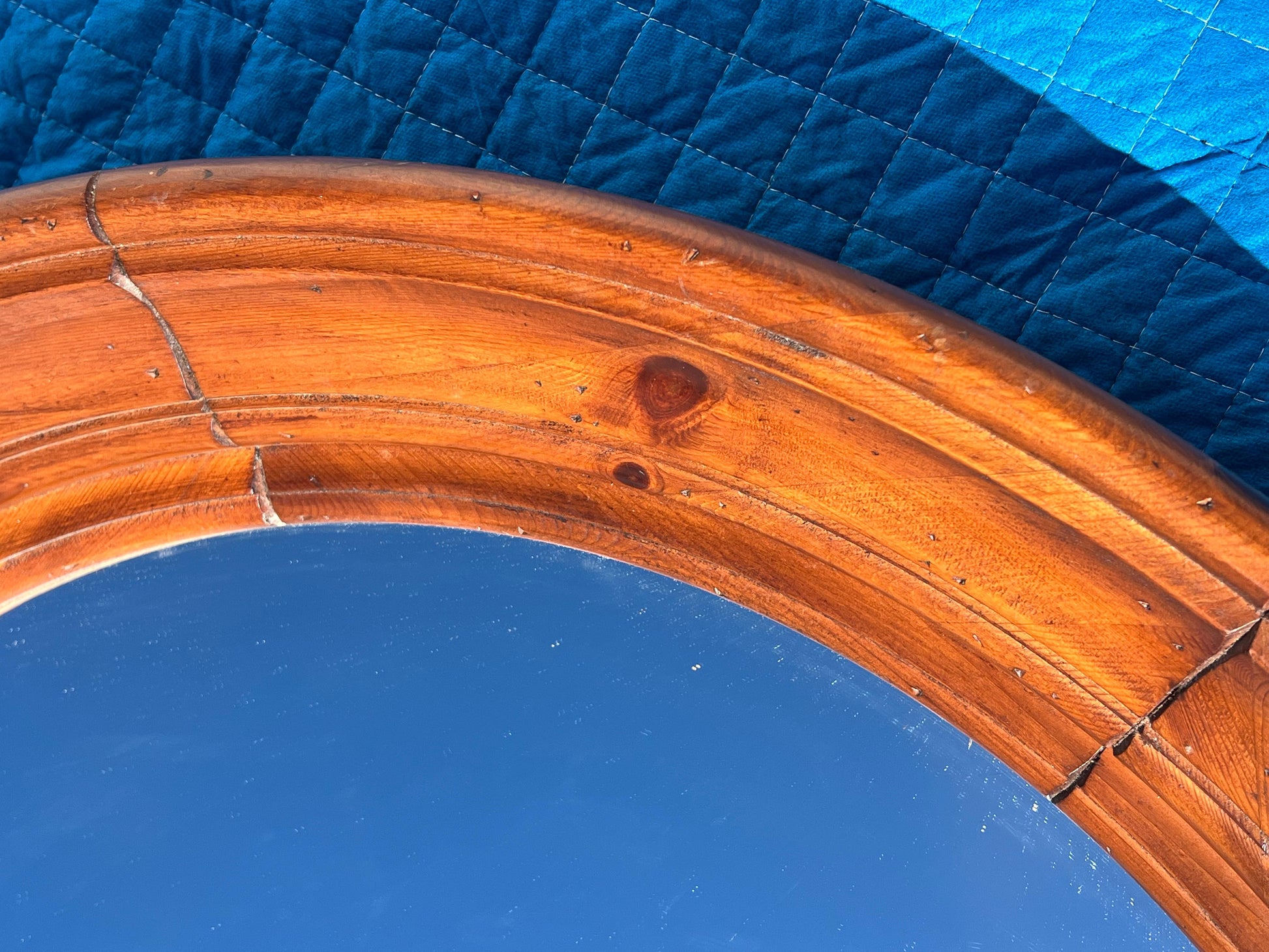 Frisman Vintage Large Pine Porthole Mirror Ca' 1980's