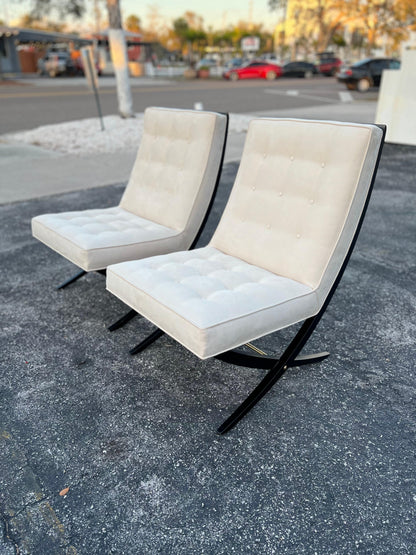 Frisman Vintage A Pair of Elegant Scissor Chairs With Brass Details Ca' 1950's