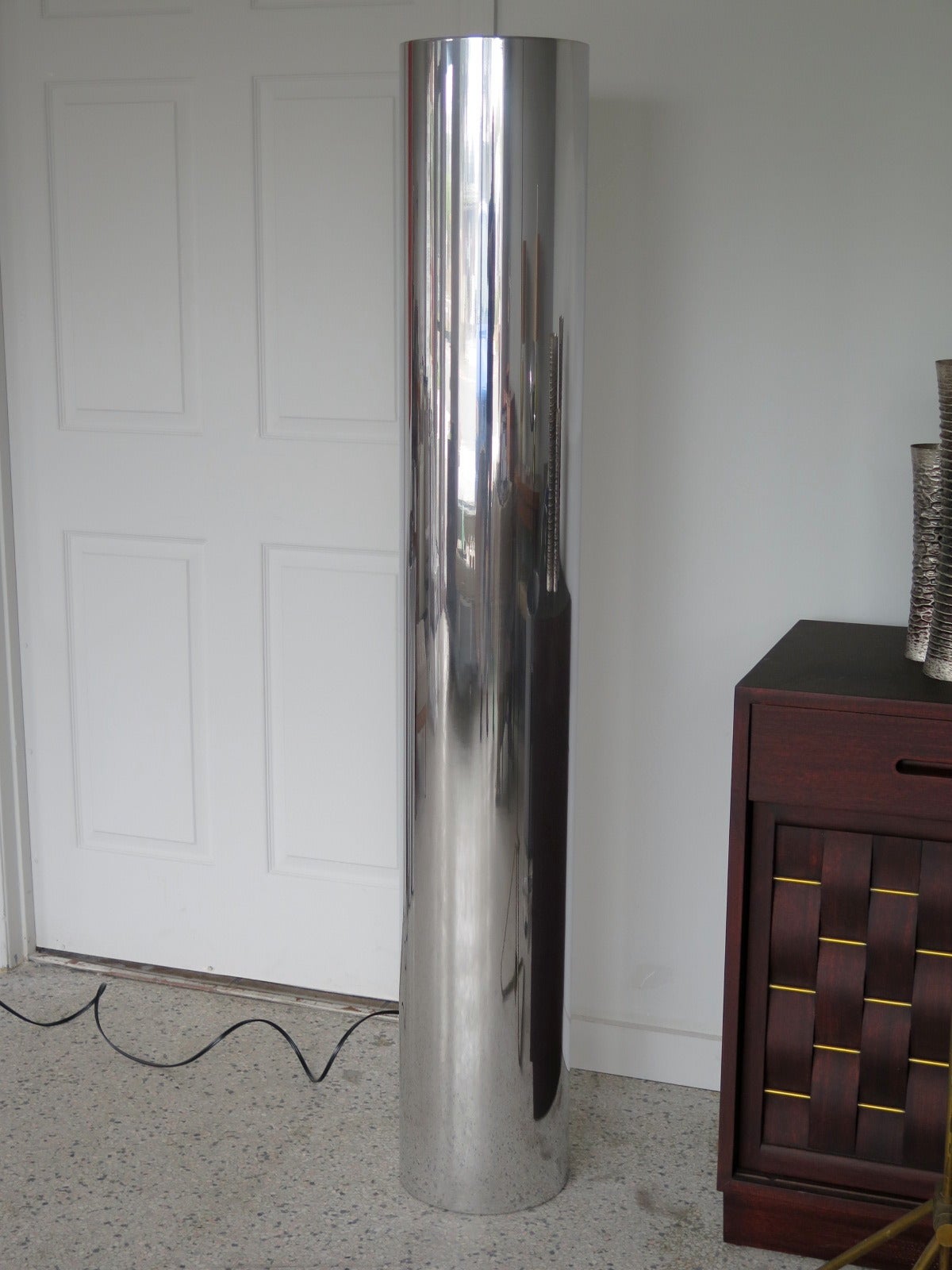 frisman vintage Unusual Polished Aluminum Tubular Floor Lamp