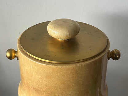 Frisman Vintage Aldo Tura Ice Bucket in Goatskin Ca' 1970's