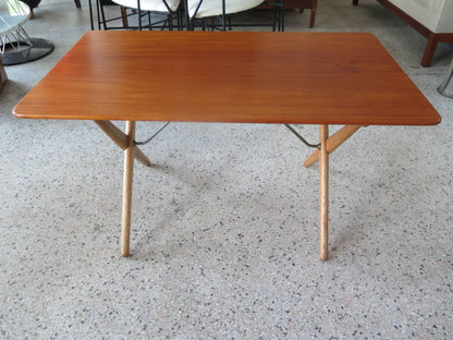 Frisman Vintage Hans Wegner Occasional Table for Andreas Tuck with Brass Stretchers