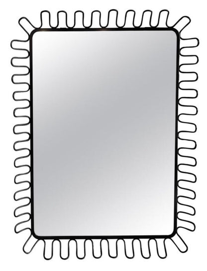 Frisman Vintage 1980s Postmodern Jean Royère Insp Lacquer Spiral Framed Danish Metal Wall Mirror